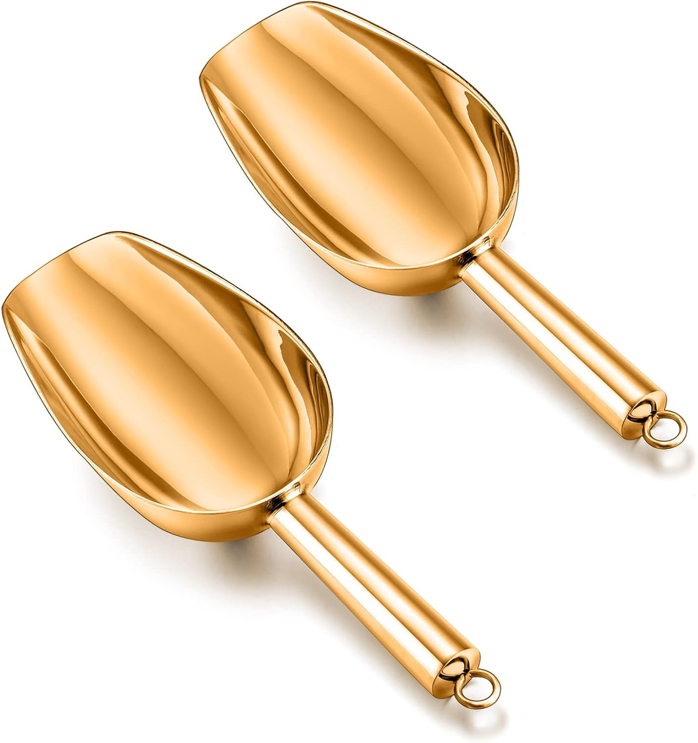 image:imageTeamFar 5oz Ice Scoop Stainless Steel Food Scoop Metal Ice Scooper for Kitchen Bar Party Wedding Heavy Duty amp Sturdy Easy Storage amp Versatile Mirror Finish amp Smooth Edge GoldGold