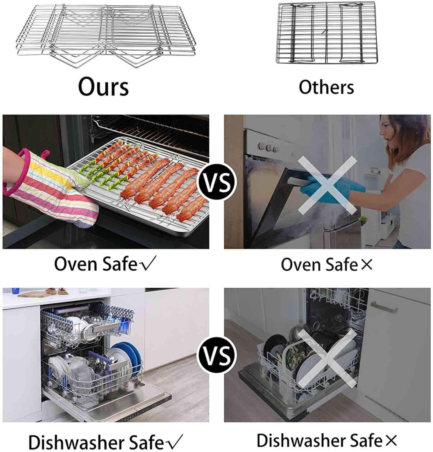 image:imageTeamFar Cooling Rack 5Tiers Stainless Steel Baking Cooling Wire Rack for Baking Roasting Cooking Healthy amp Firmly Weld Stackable amp Collapsible Dishwasher Safe 15x103