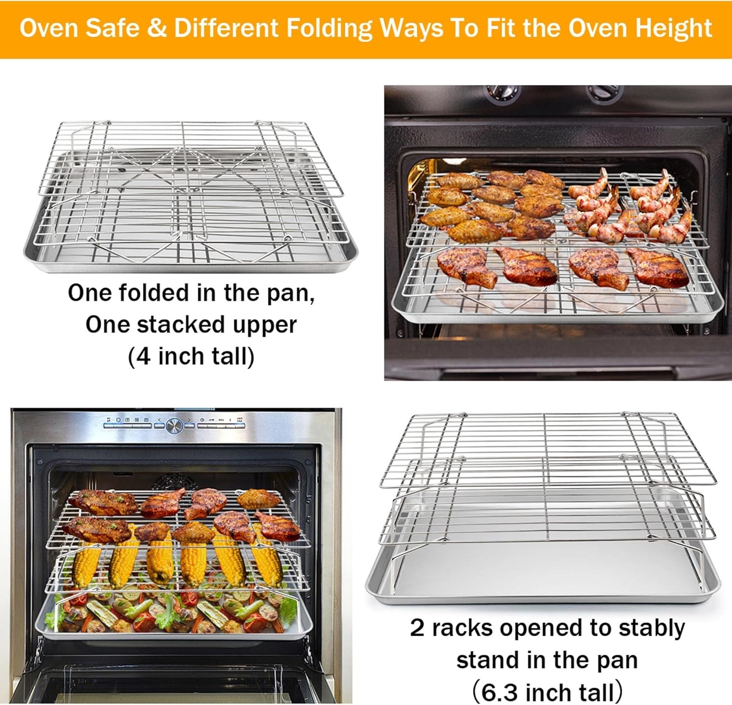 image:imageTeamFar Cooling Rack 5Tiers Stainless Steel Baking Cooling Wire Rack for Baking Roasting Cooking Healthy amp Firmly Weld Stackable amp Collapsible Dishwasher Safe 15x102