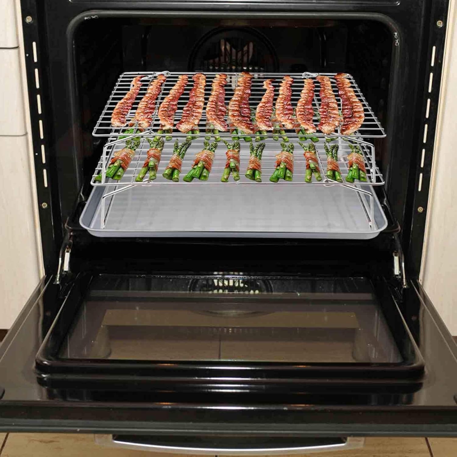 image:imageTeamFar Cooling Rack 5Tiers Stainless Steel Baking Cooling Wire Rack for Baking Roasting Cooking Healthy amp Firmly Weld Stackable amp Collapsible Dishwasher Safe 15x103