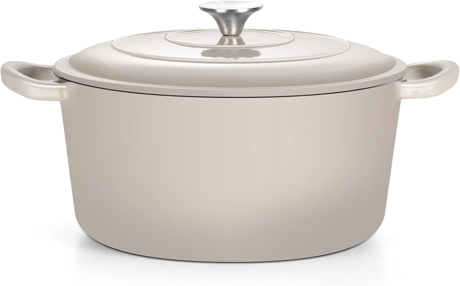 image:imageTeamFar Enameled Cast Iron Dutch Oven 6 Quart Pot with Lid amp Dual Handles Heavy Duty Cookware Oven Safe up to 500 F for Bread Baking Stews Braising Roasting RedKhaki