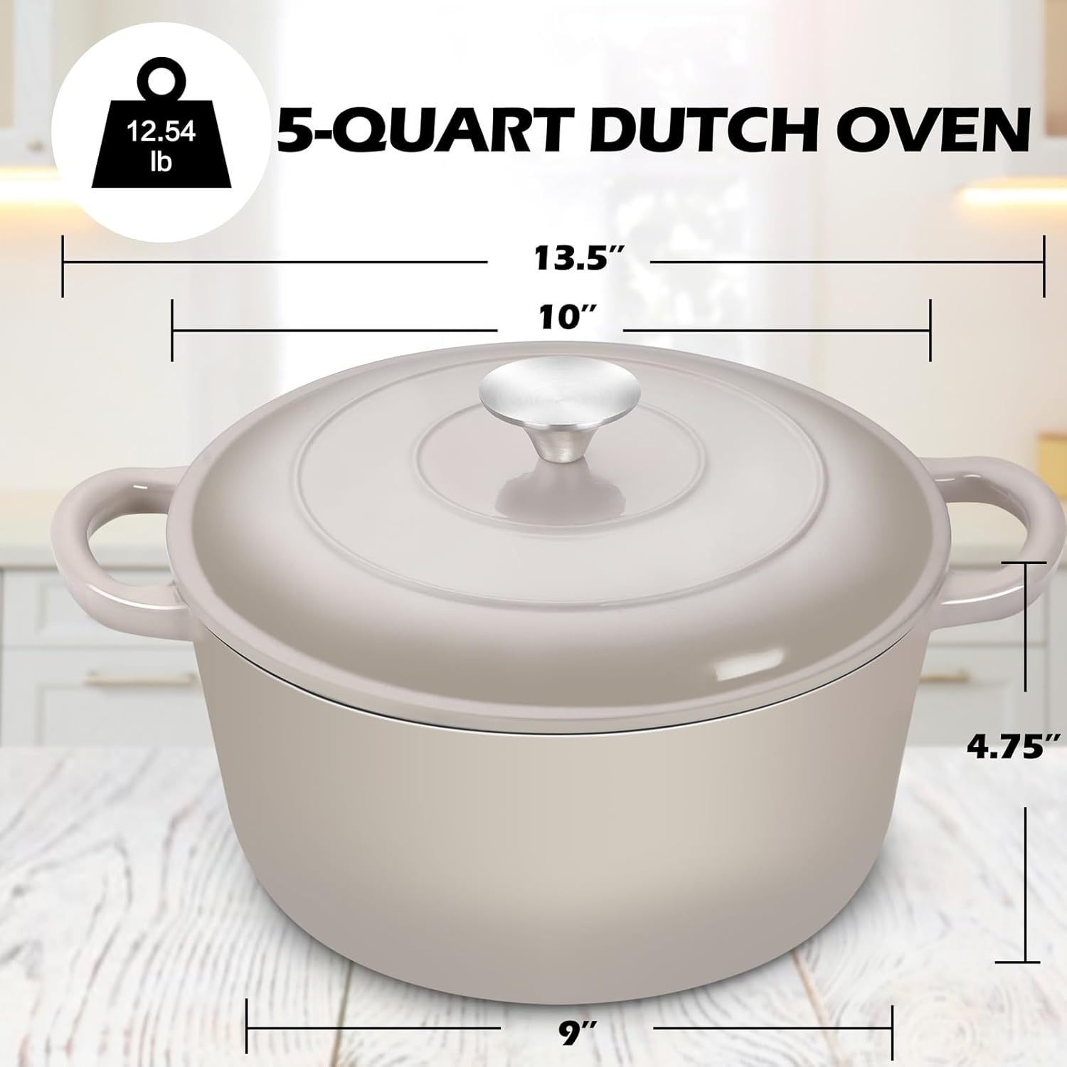 image:imageTeamFar Enameled Cast Iron Dutch Oven 6 Quart Pot with Lid amp Dual Handles Heavy Duty Cookware Oven Safe up to 500 F for Bread Baking Stews Braising Roasting RedKhaki