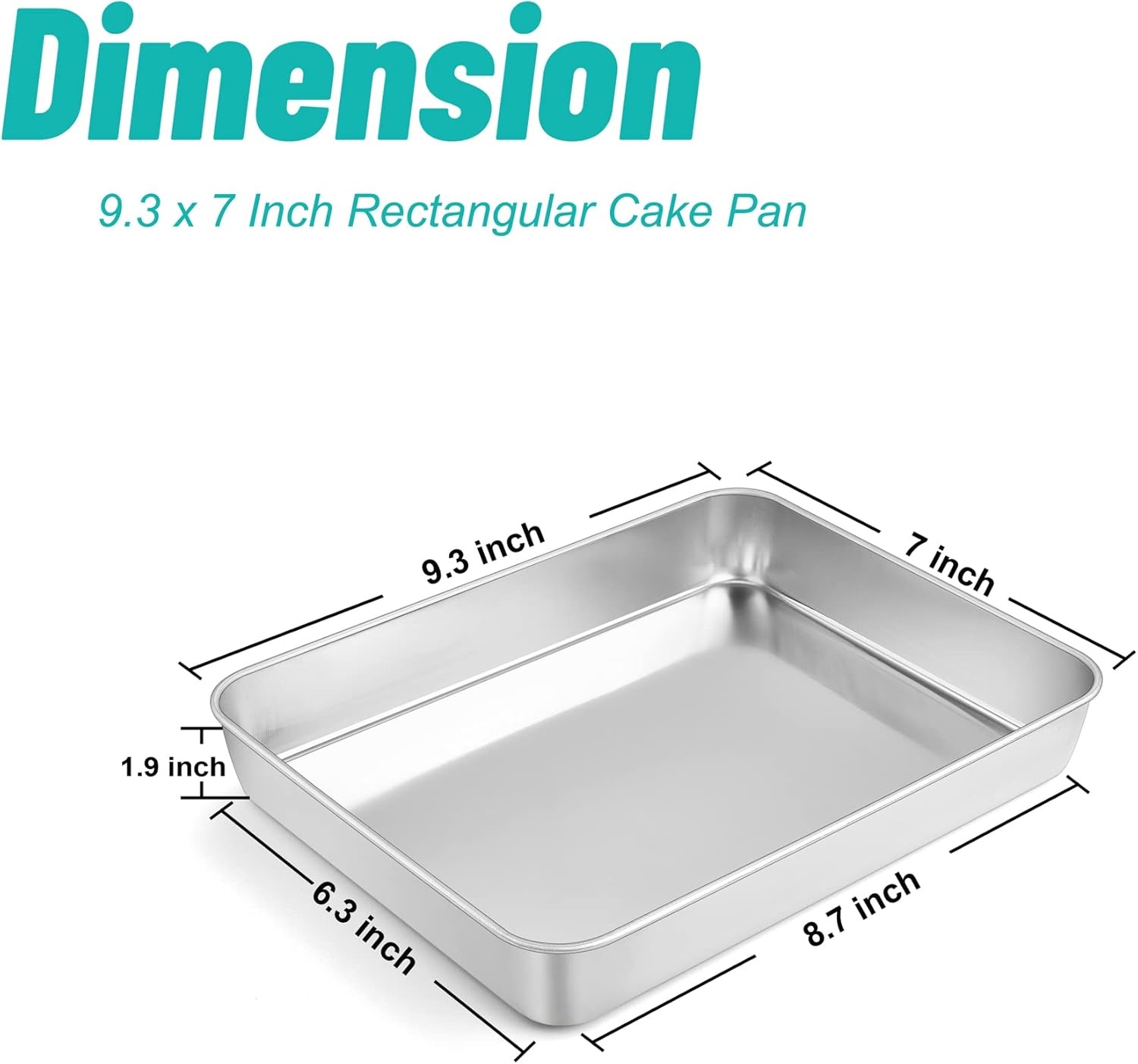 image:imageTeamFar Lasagna Pan 123 x 975 x 2 Stainless Steel Rectangular Cake Brownie Casserole Pan For Roasting Baking Healthy amp Heavy Duty Brushed Surface amp Deep Side Dishwasher SafeSilver