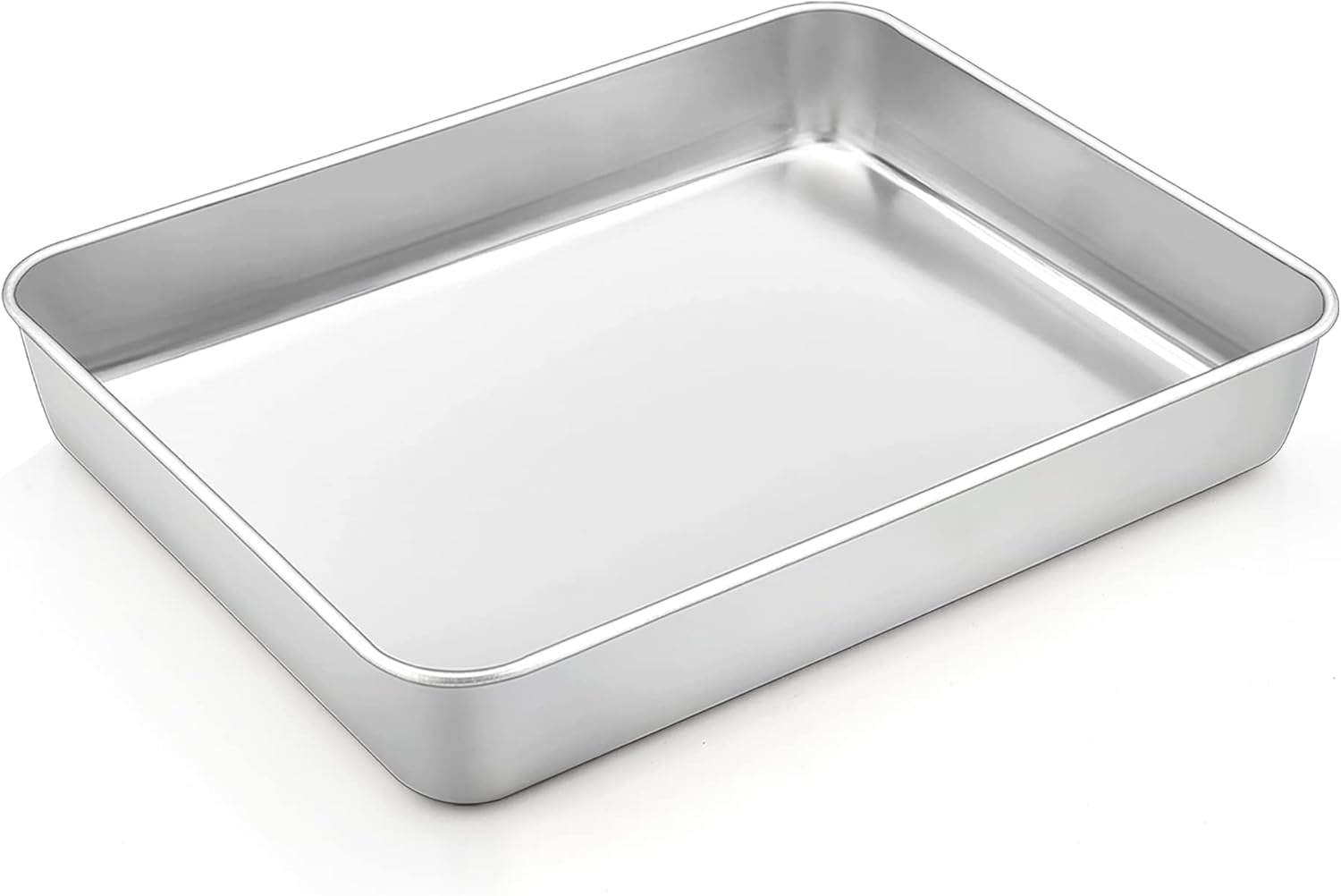 image:imageTeamFar Lasagna Pan 123 x 975 x 2 Stainless Steel Rectangular Cake Brownie Casserole Pan For Roasting Baking Healthy amp Heavy Duty Brushed Surface amp Deep Side Dishwasher SafeSilver