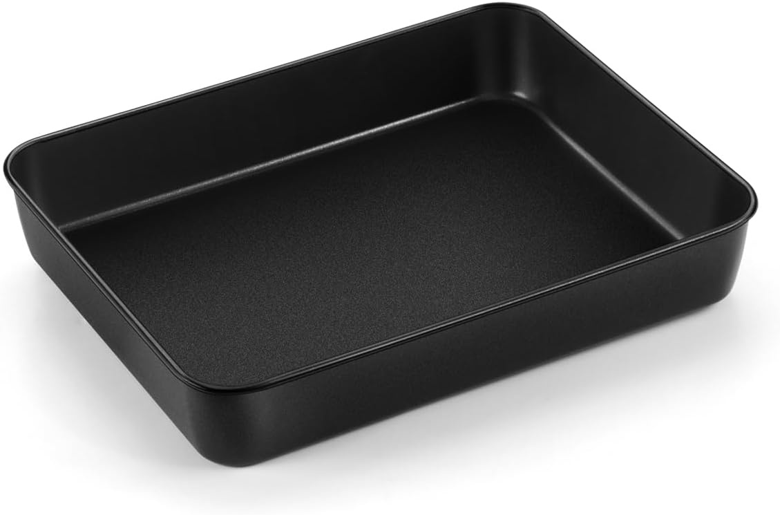 image:imageTeamFar Lasagna Pan 123 x 975 x 2 Stainless Steel Rectangular Cake Brownie Casserole Pan For Roasting Baking Healthy amp Heavy Duty Brushed Surface amp Deep Side Dishwasher SafeBlack