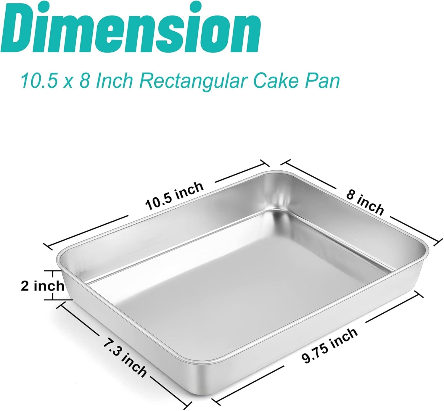 image:imageTeamFar Lasagna Pan 123 x 975 x 2 Stainless Steel Rectangular Cake Brownie Casserole Pan For Roasting Baking Healthy amp Heavy Duty Brushed Surface amp Deep Side Dishwasher SafeSilver