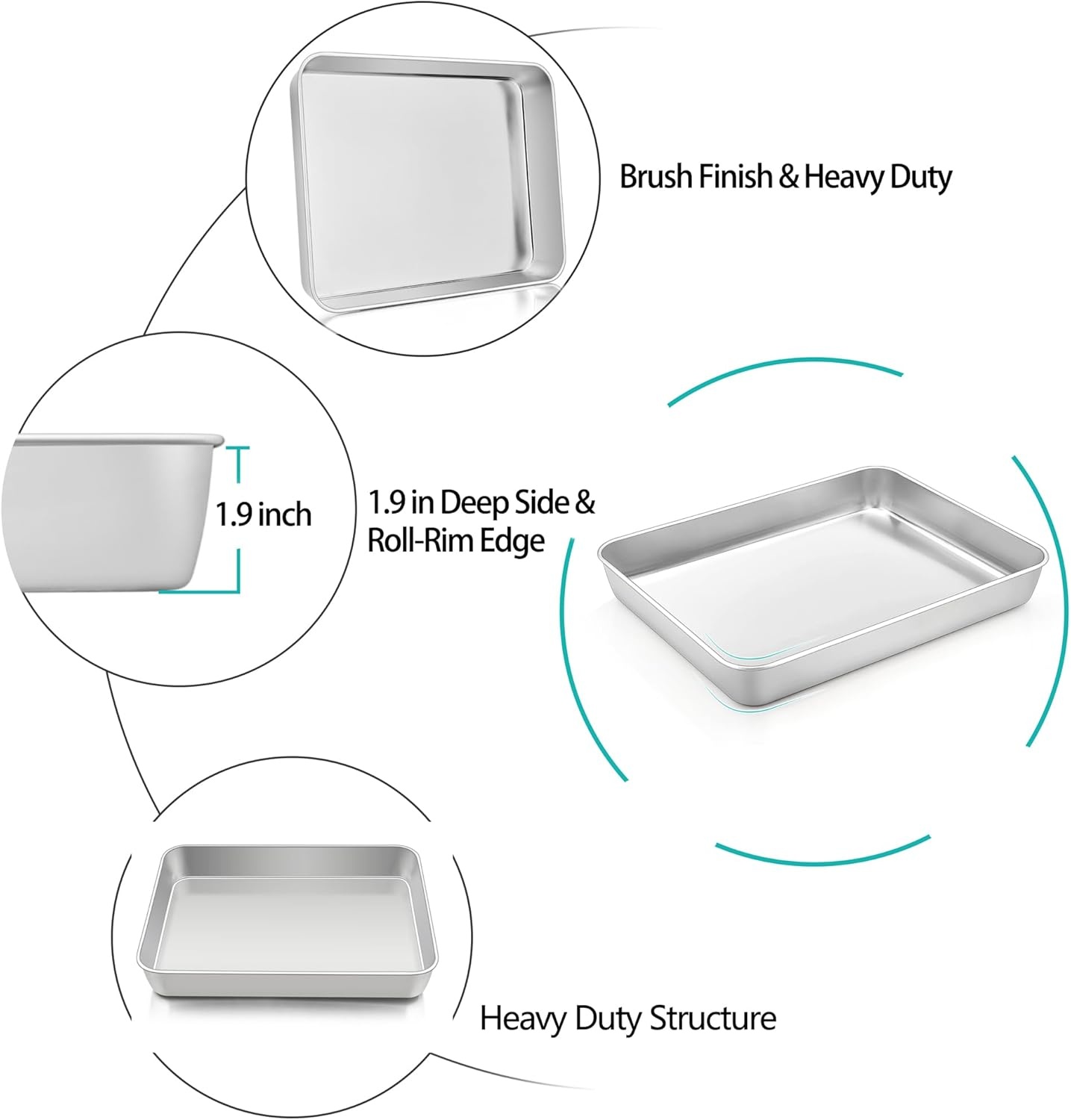 image:imageTeamFar Lasagna Pan 123 x 975 x 2 Stainless Steel Rectangular Cake Brownie Casserole Pan For Roasting Baking Healthy amp Heavy Duty Brushed Surface amp Deep Side Dishwasher SafeSilver
