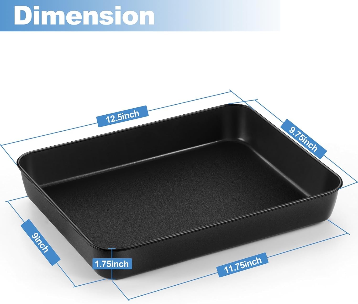 image:imageTeamFar Lasagna Pan 123 x 975 x 2 Stainless Steel Rectangular Cake Brownie Casserole Pan For Roasting Baking Healthy amp Heavy Duty Brushed Surface amp Deep Side Dishwasher SafeBlack