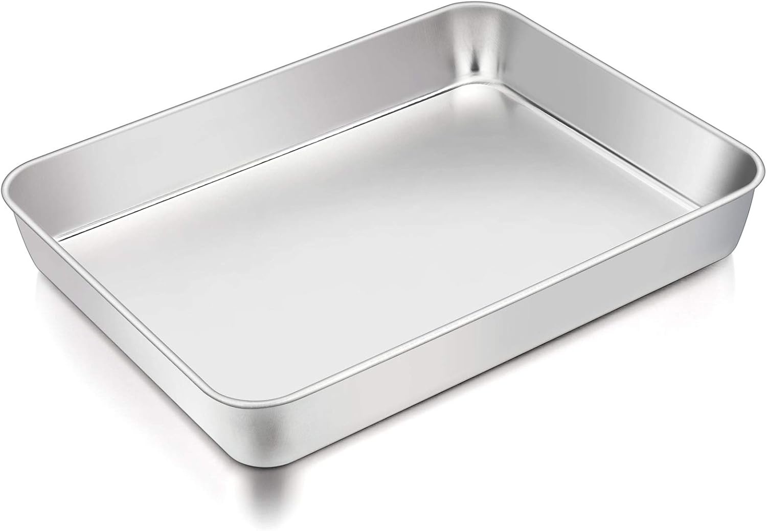 image:imageTeamFar Lasagna Pan 123 x 975 x 2 Stainless Steel Rectangular Cake Brownie Casserole Pan For Roasting Baking Healthy amp Heavy Duty Brushed Surface amp Deep Side Dishwasher SafeSilver
