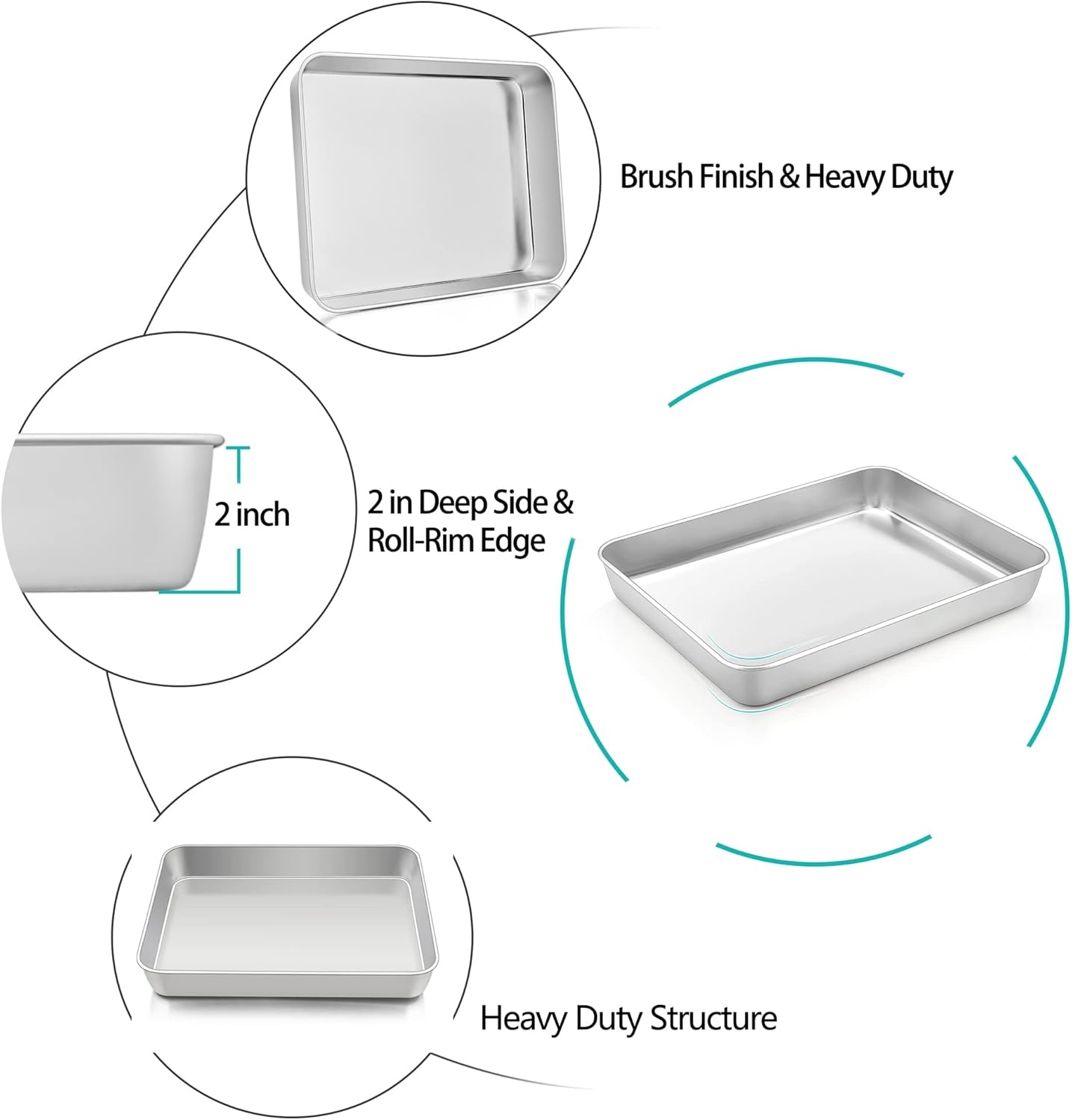 image:imageTeamFar Lasagna Pan 123 x 975 x 2 Stainless Steel Rectangular Cake Brownie Casserole Pan For Roasting Baking Healthy amp Heavy Duty Brushed Surface amp Deep Side Dishwasher SafeSilver