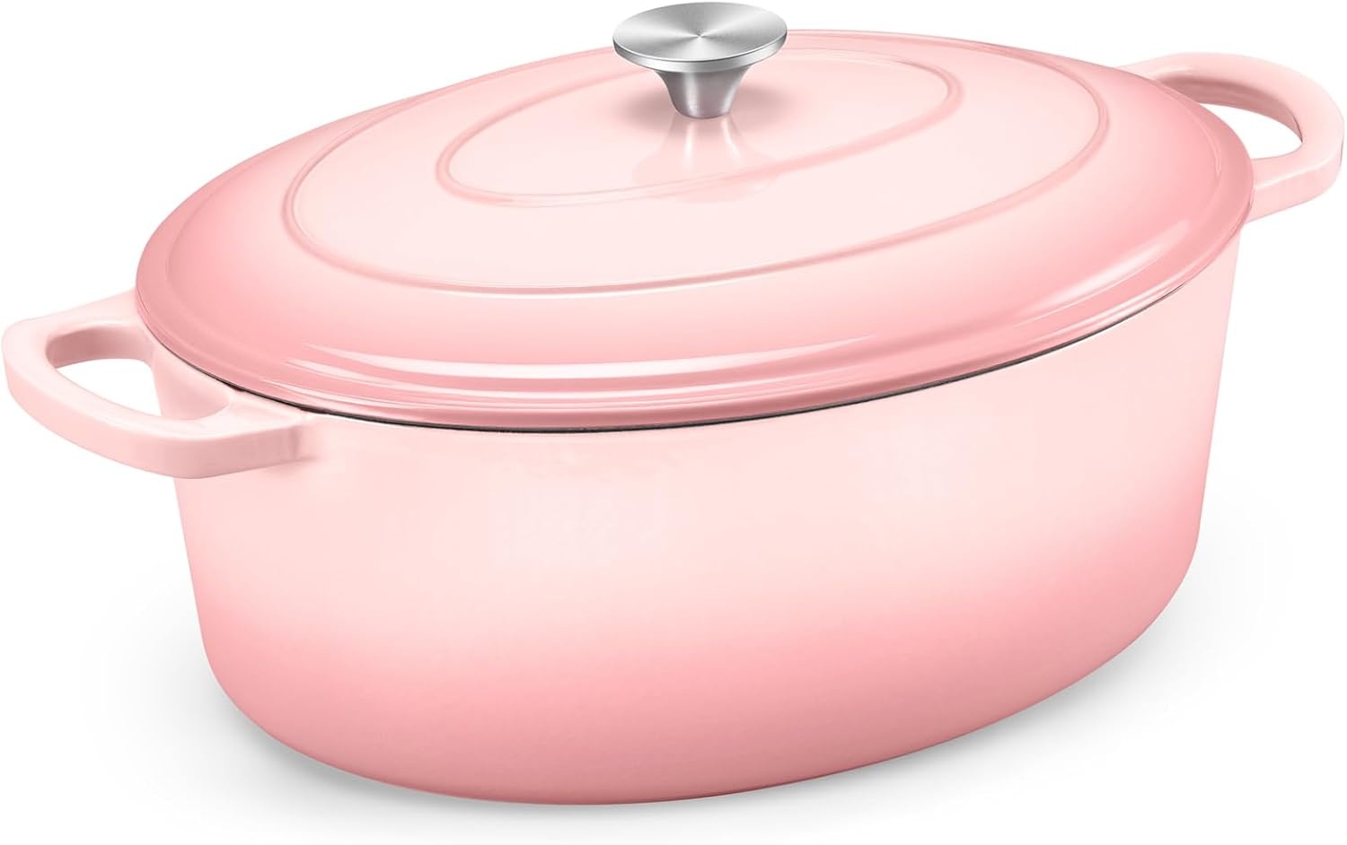 image:imageTeamFar Oval Dutch Oven 5qt Enameled Cast Iron Dutch Oven Pot with Lid For Bread BakingStewingBraisingFrying Suitable for Various Stoves Dual Handles amp Easy Cleanup BluePink