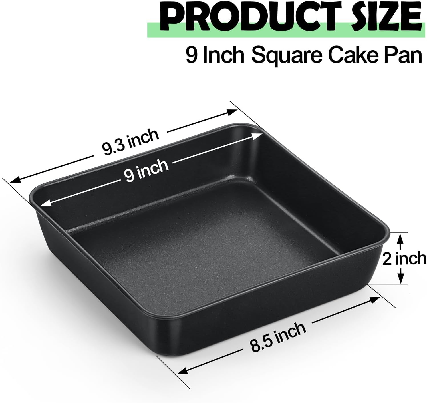 image:imageTeamFar Square Cake Pan 9 Inch Stainless Steel Square Baking Roasting Pan for Cake Brownie Lasagna NonToxic amp Heavy Duty One Piece Design amp Smooth Dishwasher Safe amp Easy CleanBlack