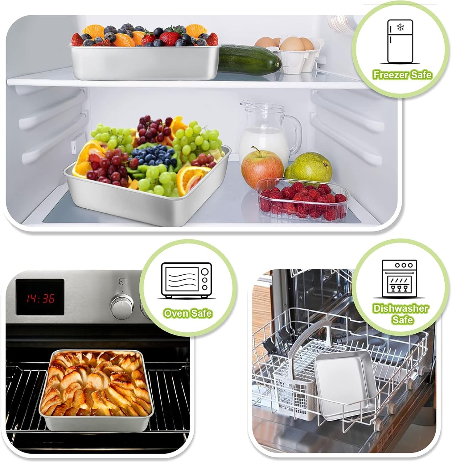image:imageTeamFar Square Cake Pan 9 Inch Stainless Steel Square Baking Roasting Pan for Cake Brownie Lasagna NonToxic amp Heavy Duty One Piece Design amp Smooth Dishwasher Safe amp Easy CleanSilver