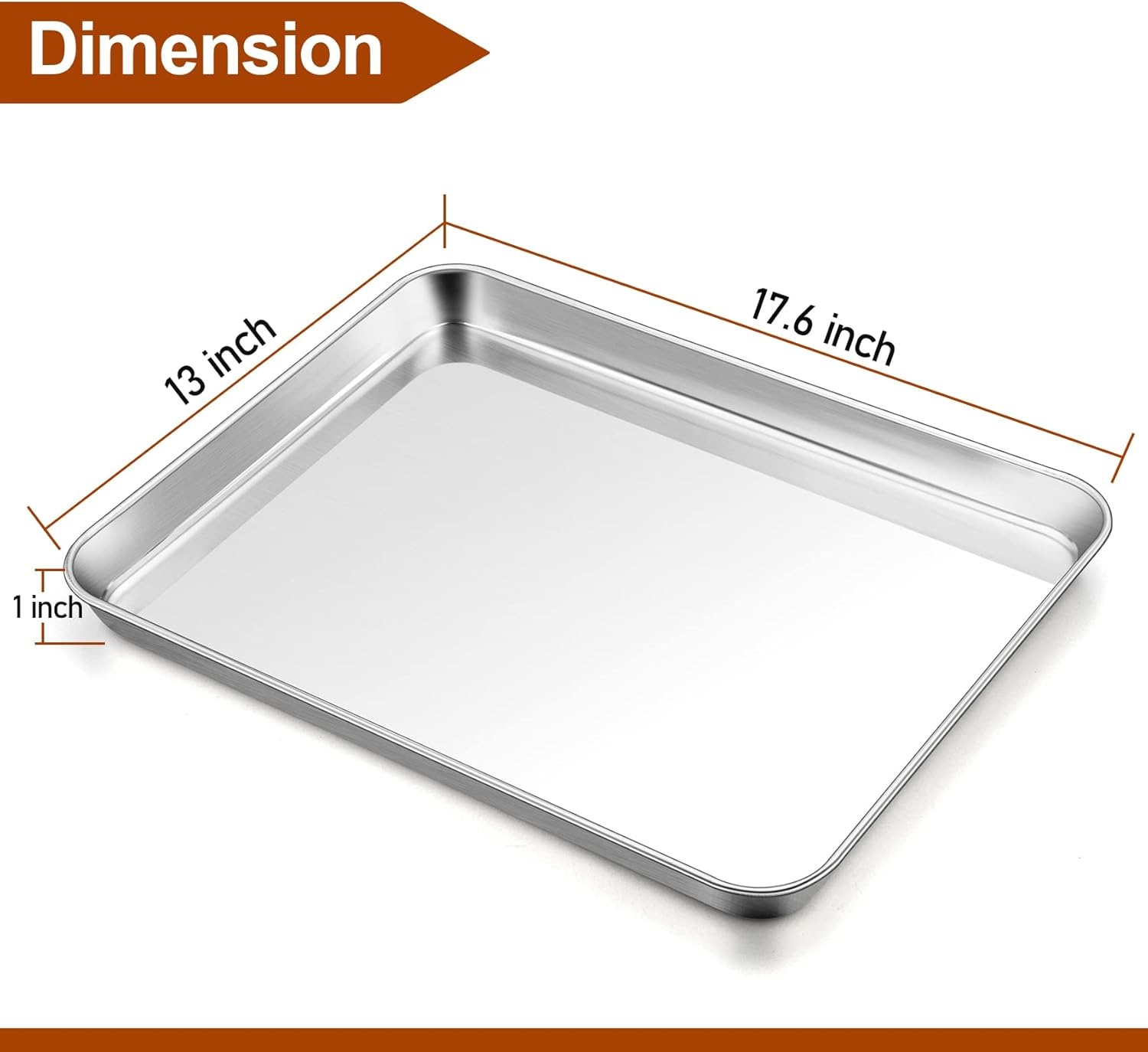 image:imageTeamFar Toaster Oven Pan Set of 2 Stainless Steel Toaster Oven Baking Tray Ovenware 125x 95x1 Non Toxic amp Healthy Rust Free amp Mirror Finish Easy Clean amp Dishwasher Safe176inch