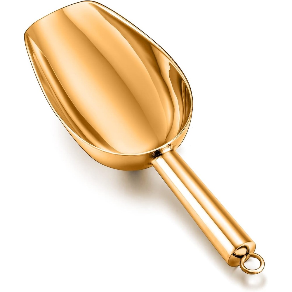 image:imageTeamFar 5oz Ice Scoop Stainless Steel Food Scoop Metal Ice Scooper for Kitchen Bar Party Wedding Heavy Duty amp Sturdy Easy Storage amp Versatile Mirror Finish amp Smooth Edge GoldGold