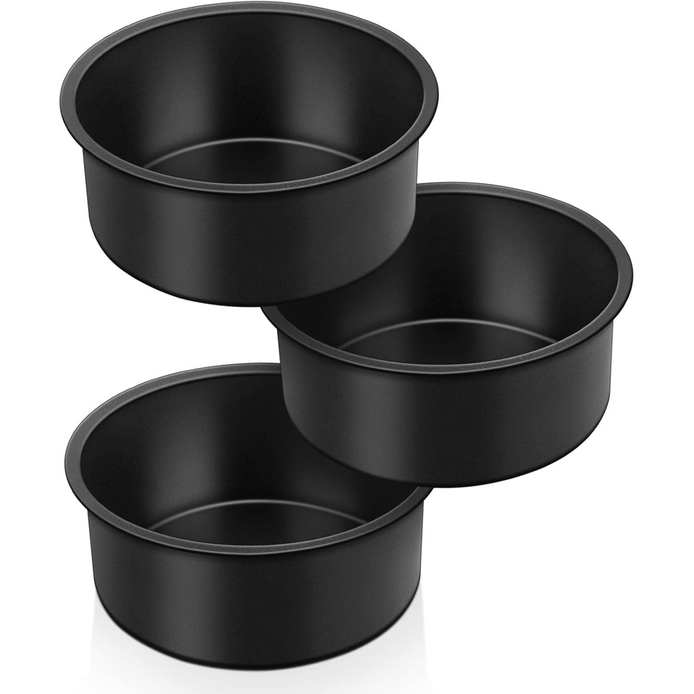 image:imageTeamFar 6 Inch Round Cake Pans Round Baking Layer Cake Pan Set of 3 with NonStick Coating Stainless Steel Core for Birthday Party Wedding Healthy amp Heatproof Release Easily amp Easy Clean4inch