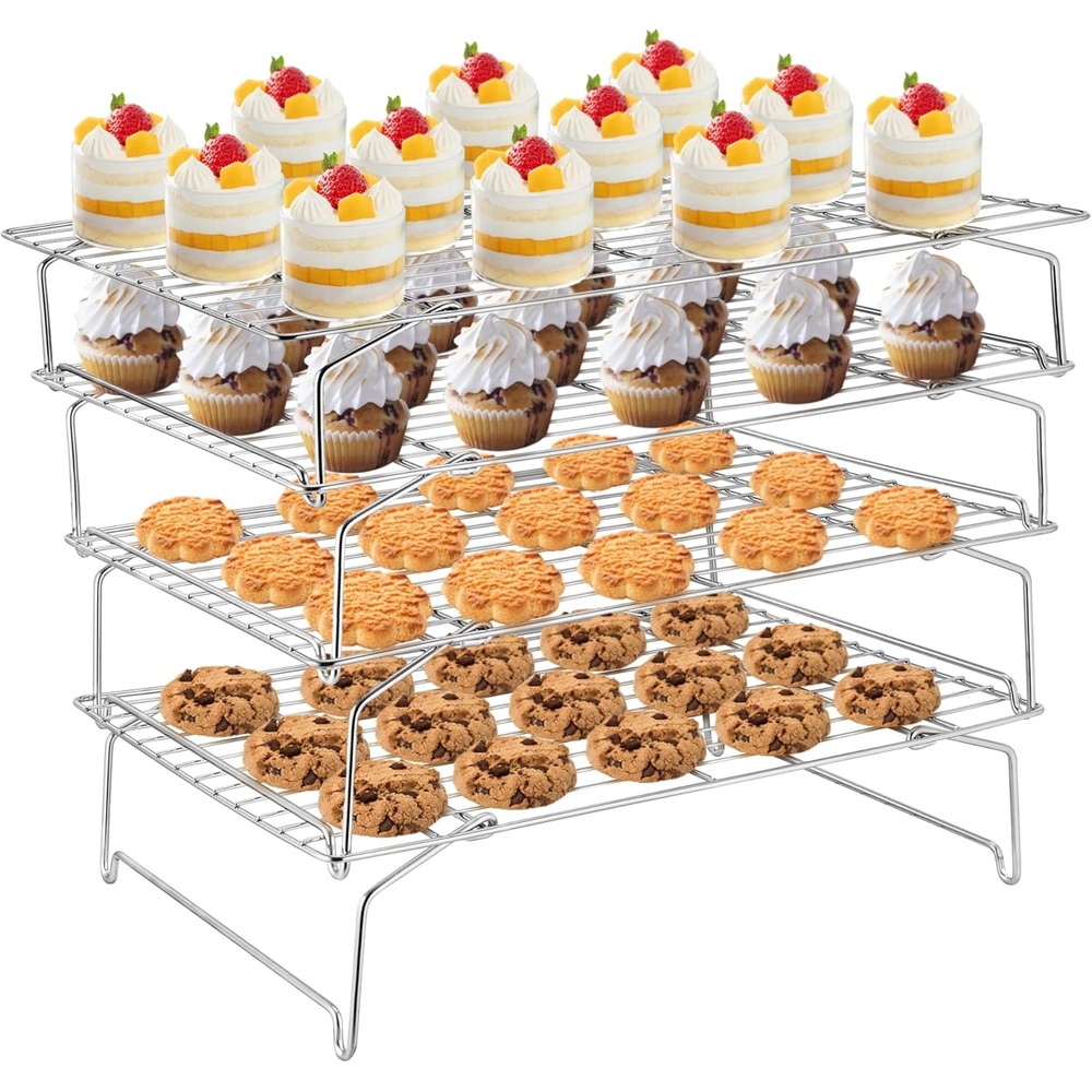 image:imageTeamFar Cooling Rack 5Tiers Stainless Steel Baking Cooling Wire Rack for Baking Roasting Cooking Healthy amp Firmly Weld Stackable amp Collapsible Dishwasher Safe 15x104