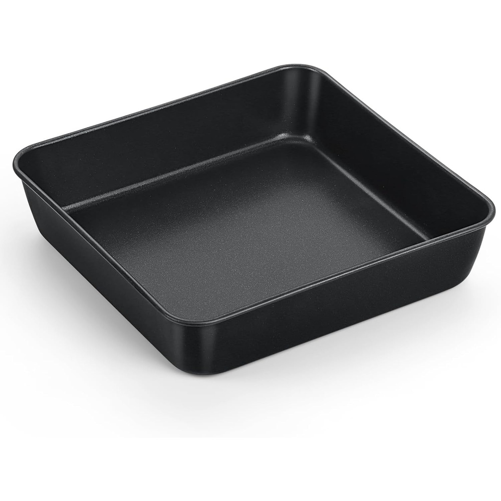image:imageTeamFar Square Cake Pan 9 Inch Stainless Steel Square Baking Roasting Pan for Cake Brownie Lasagna NonToxic amp Heavy Duty One Piece Design amp Smooth Dishwasher Safe amp Easy CleanBlack