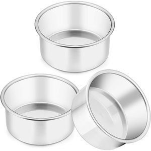 image:imageTeamFar 5 Inch Cake Pan Set of 3 Stainless Steel Small Layer Cake Baking Pans Tins Round Bakeware for Birthday Wedding Party NonToxic amp Healthy Mirror Finish amp Dishwasher Safe4 inch