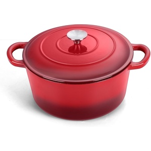 image:imageTeamFar Enameled Cast Iron Dutch Oven 6 Quart Pot with Lid amp Dual Handles  Heavy Duty Cookware Oven Safe up to 500 F for Bread Baking Stews Braising Roasting  RedRed
