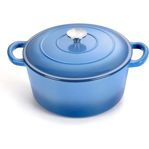 image:imageTeamFar Enameled Cast Iron Dutch Oven 6 Quart Pot with Lid amp Dual Handles  Heavy Duty Cookware Oven Safe up to 500 F for Bread Baking Stews Braising Roasting  RedBlue