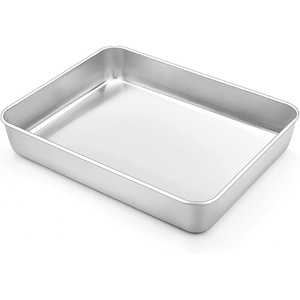 image:imageTeamFar Lasagna Pan 123 x 975 x 2 Stainless Steel Rectangular Cake Brownie Casserole Pan For Roasting Baking Healthy amp Heavy Duty Brushed Surface amp Deep Side Dishwasher SafeSilver