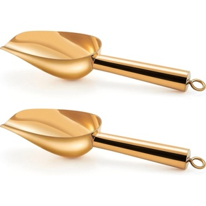image:imageTeamFar Mini Scoop Set of 4 3 Oz Small Canister Jar Gold Candy Utility Scoops Stainless Steel for Kitchen Scooping Healthy amp Dishwasher SafeGold