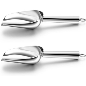 image:imageTeamFar Mini Scoop Set of 4 3 Oz Small Canister Jar Gold Candy Utility Scoops Stainless Steel for Kitchen Scooping Healthy amp Dishwasher SafeSilver