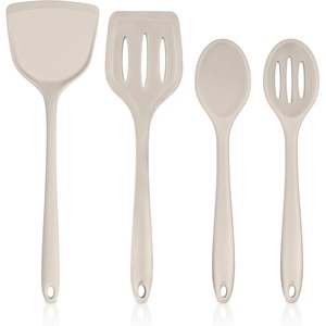 image:imageTeamFar Silicone Cooking Utensils 4pcs Kitchen Utensils Set with Silicone Spatulas amp Spoons HeatResistant Solid amp Slotted Cooking Spoons Turners for Nonstick Cookware Dishwasher Safe BlackKhaki