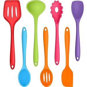 image:imageTeamFar Silicone Cooking Utensils Set 7Piece Heat Proof Kitchen Utensils Set Kitchen Tools Spatula Turner Ladle Spoon Pasta Fork for Nonstick Cookware NonToxic amp Dishwasher Safe WhiteMulticolor