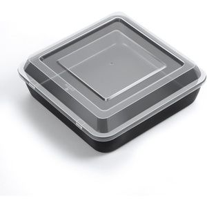 image:imageTeamFar Square Cake Pan with Lid 1 Pan amp 1 Lid 8 Inch Square Stainless Steel Baking Tray Cake Brownie Tin For Meal Prep Storage Transporting Food Healthy amp Sturdy Dishwasher SafeBlack