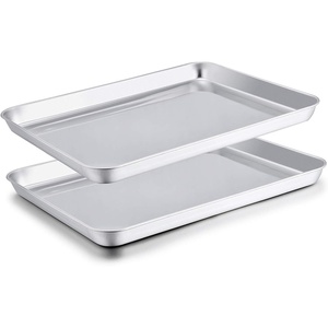 image:imageTeamFar Toaster Oven Pan Set of 2 Stainless Steel Toaster Oven Baking Tray Ovenware 125x 95x1 Non Toxic amp Healthy Rust Free amp Mirror Finish Easy Clean amp Dishwasher Safe16inch