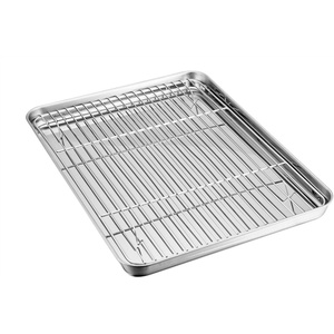 image:imageTeamFar Toaster Oven Pan Tray with Cooling Rack 104x 81x1 Stainless Steel Toaster Ovenware Pan Healthy amp Non Toxic Rust Free amp Easy Clean  Dishwasher Safe16 x 12 x 1inch