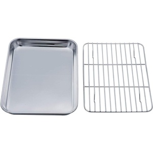 image:imageTeamFar Toaster Oven Pan Tray with Cooling Rack 104x 81x1 Stainless Steel Toaster Ovenware Pan Healthy amp Non Toxic Rust Free amp Easy Clean  Dishwasher Safe93 x 7 x 1inch