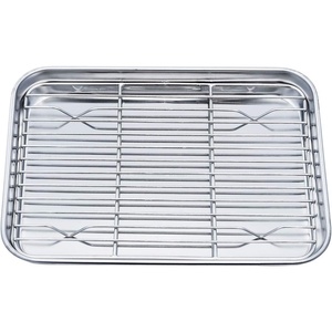 image:imageTeamFar Toaster Oven Pan Tray with Cooling Rack 104x 81x1 Stainless Steel Toaster Ovenware Pan Healthy amp Non Toxic Rust Free amp Easy Clean  Dishwasher Safe104 x 81 x 1 inch