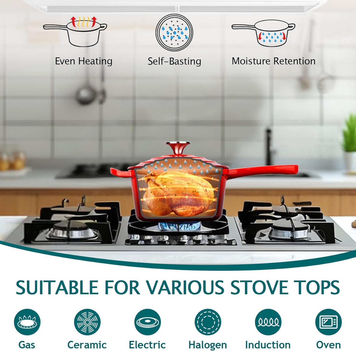 image:imageTeamFar 1QT Enameled Cast Iron Sauce Pan Small Sauce Pot with Lid Mini Dutch Oven Saucepan for CookingSimmeringBakingBoiling Sturdy amp Nonstick Oven Safe amp Fit for Induction WhiteRed