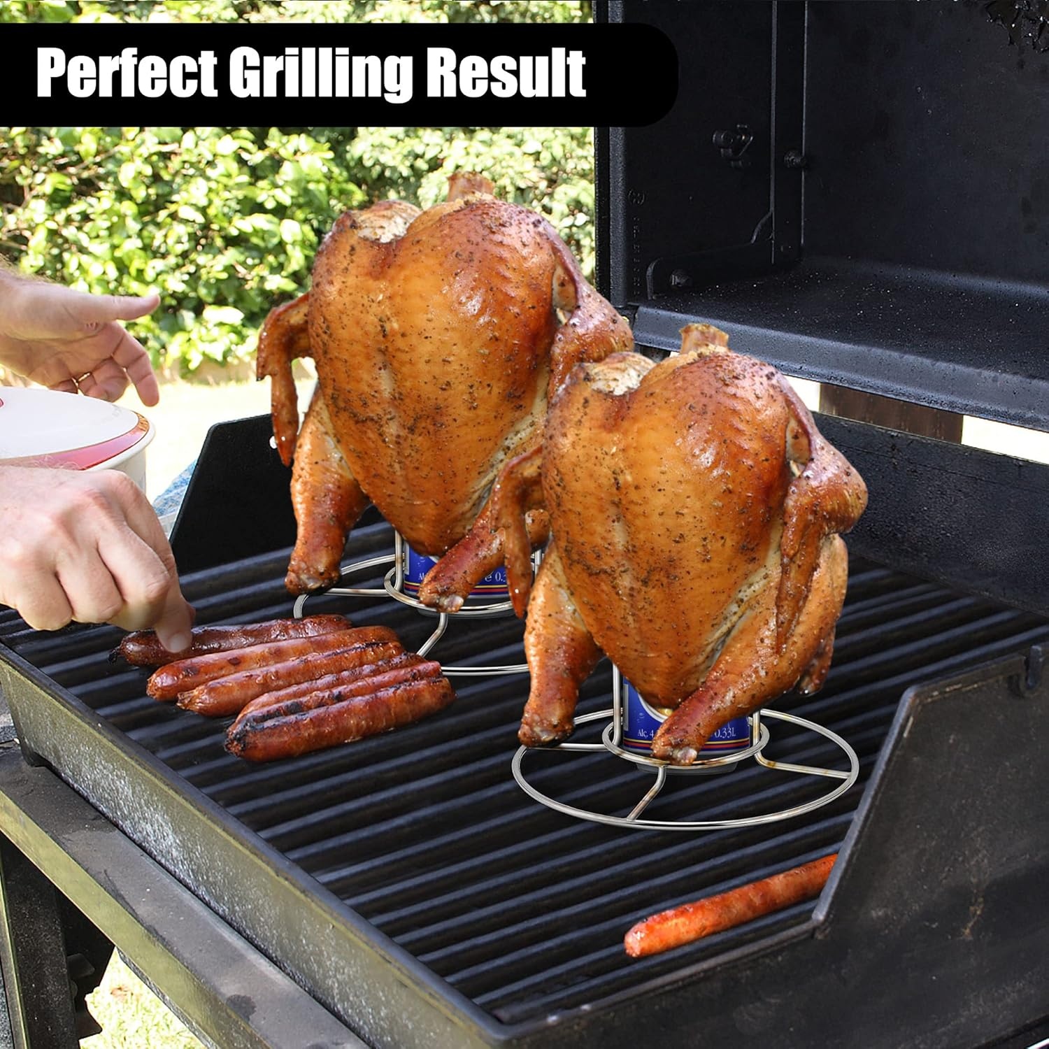 image:imageTeamFar Beer Can Chicken Holder 2 Pack Stainless Steel Chicken Rack Stand Beer Butt Chicken Stand for Grilling Smoking Roasting Sturdy amp Portable Dishwasher Safe amp Easy Clean2