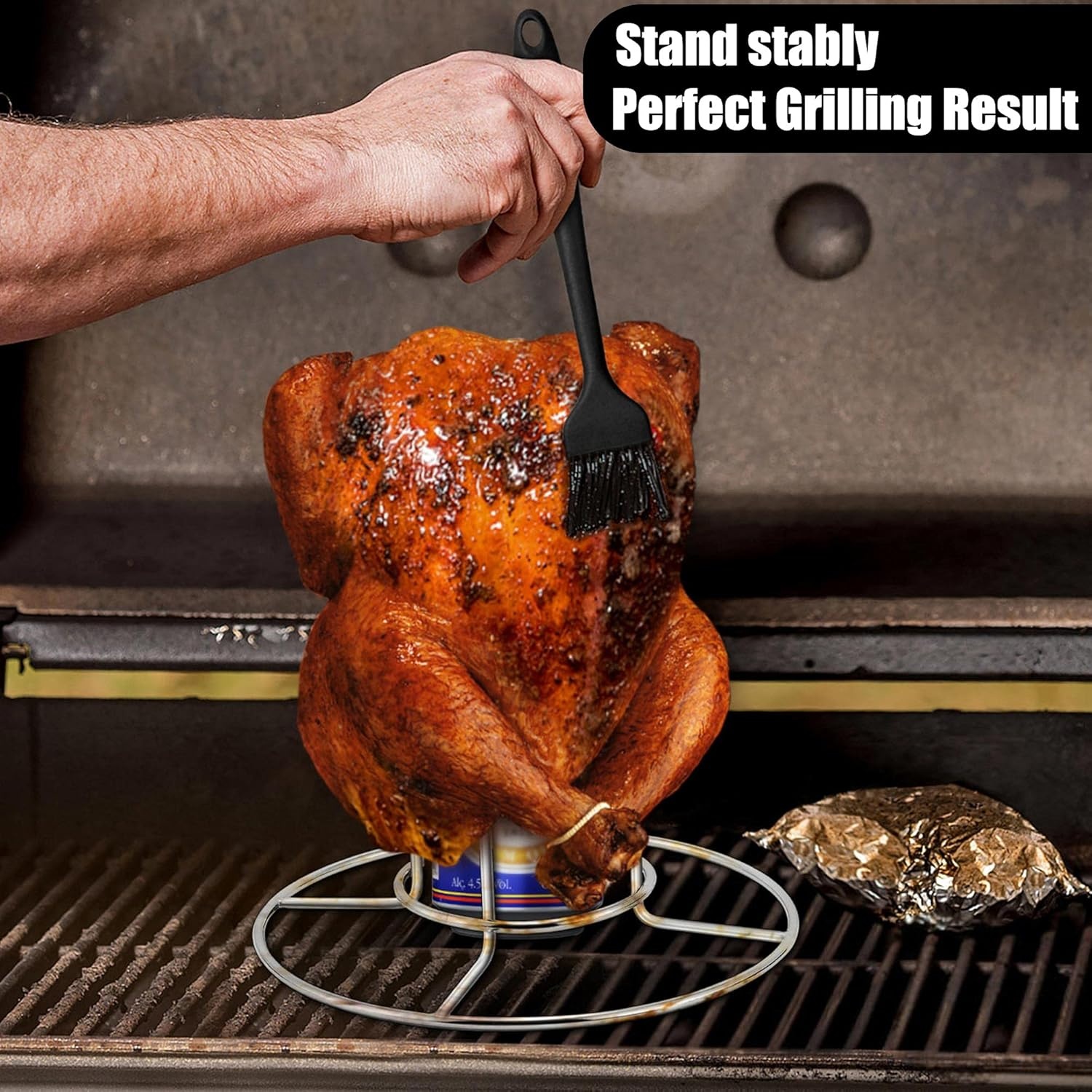 image:imageTeamFar Beer Can Chicken Holder 2 Pack Stainless Steel Chicken Rack Stand Beer Butt Chicken Stand for Grilling Smoking Roasting Sturdy amp Portable Dishwasher Safe amp Easy Clean1