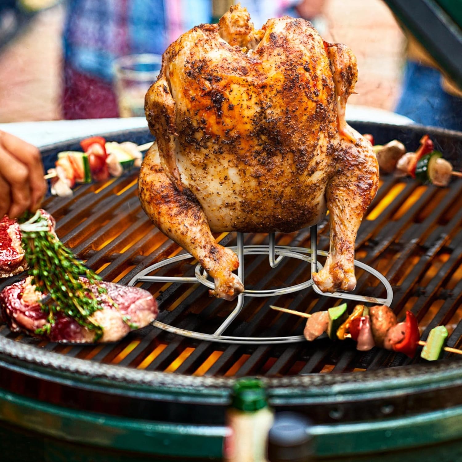 image:imageTeamFar Beer Can Chicken Holder 2 Pack Stainless Steel Chicken Rack Stand Beer Butt Chicken Stand for Grilling Smoking Roasting Sturdy amp Portable Dishwasher Safe amp Easy Clean1