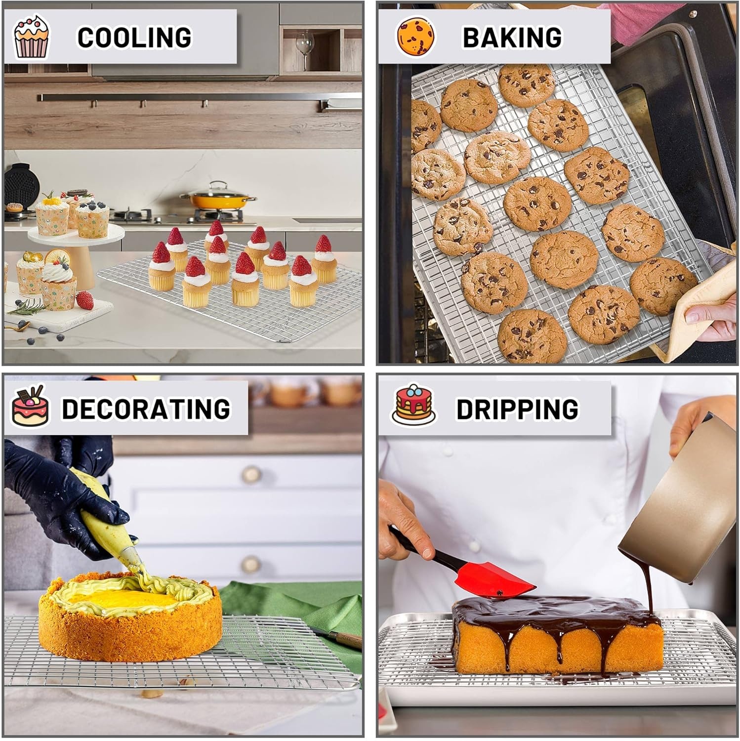 image:imageTeamFar Mini Cooling Rack Set of 2 Stainless Steel 875 x 625 Toaster Oven Grid Rack for Baking Roasting Broiling Grilling Bakeable Rack for Cookies NonToxic amp Heavy Duty Dishwasher Safe2