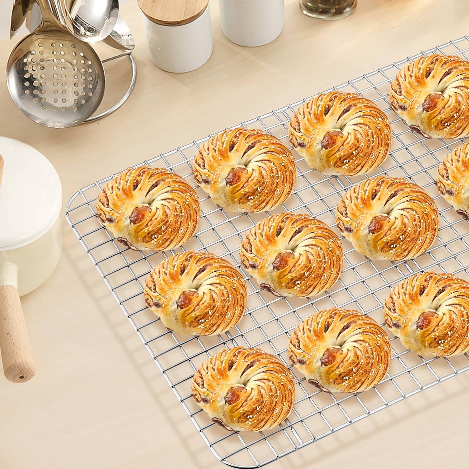image:imageTeamFar Mini Cooling Rack Set of 2 Stainless Steel 875 x 625 Toaster Oven Grid Rack for Baking Roasting Broiling Grilling Bakeable Rack for Cookies NonToxic amp Heavy Duty Dishwasher Safe2