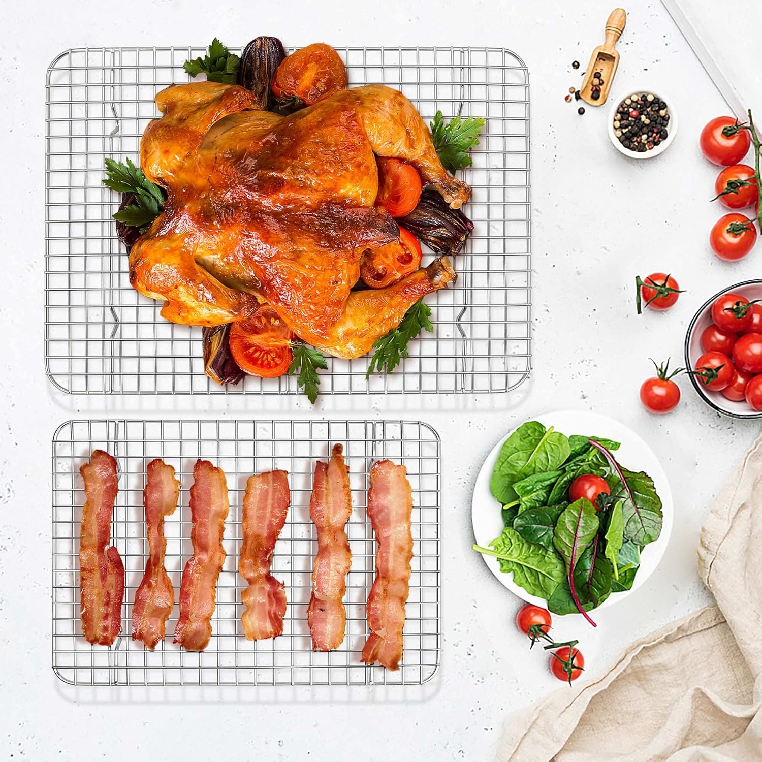 image:imageTeamFar Mini Cooling Rack Set of 2 Stainless Steel 875 x 625 Toaster Oven Grid Rack for Baking Roasting Broiling Grilling Bakeable Rack for Cookies NonToxic amp Heavy Duty Dishwasher Safe2