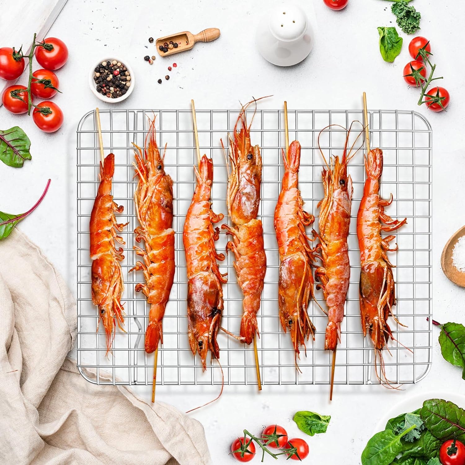 image:imageTeamFar Mini Cooling Rack Set of 2 Stainless Steel 875 x 625 Toaster Oven Grid Rack for Baking Roasting Broiling Grilling Bakeable Rack for Cookies NonToxic amp Heavy Duty Dishwasher Safe2