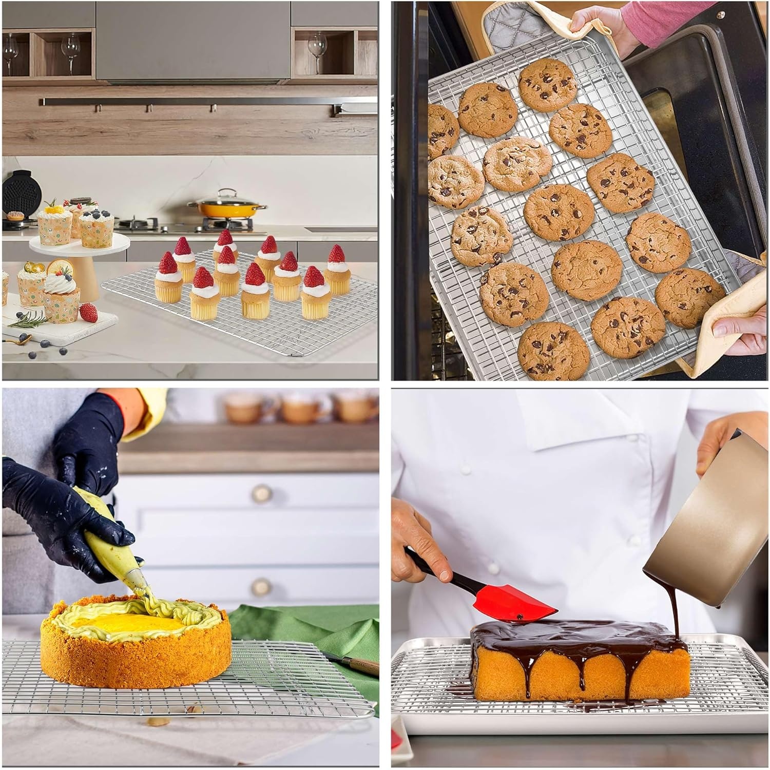 image:imageTeamFar Mini Cooling Rack Set of 2 Stainless Steel 875 x 625 Toaster Oven Grid Rack for Baking Roasting Broiling Grilling Bakeable Rack for Cookies NonToxic amp Heavy Duty Dishwasher Safe2