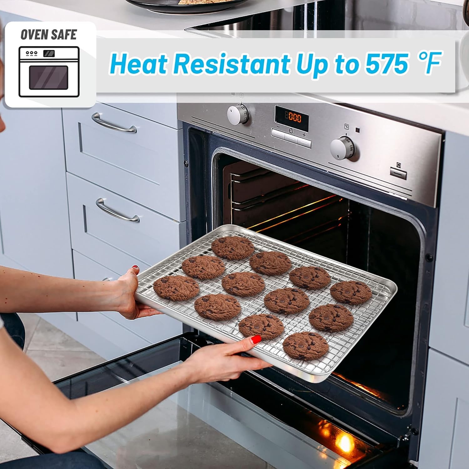 image:imageTeamFar Mini Cooling Rack Set of 2 Stainless Steel 875 x 625 Toaster Oven Grid Rack for Baking Roasting Broiling Grilling Bakeable Rack for Cookies NonToxic amp Heavy Duty Dishwasher Safe2