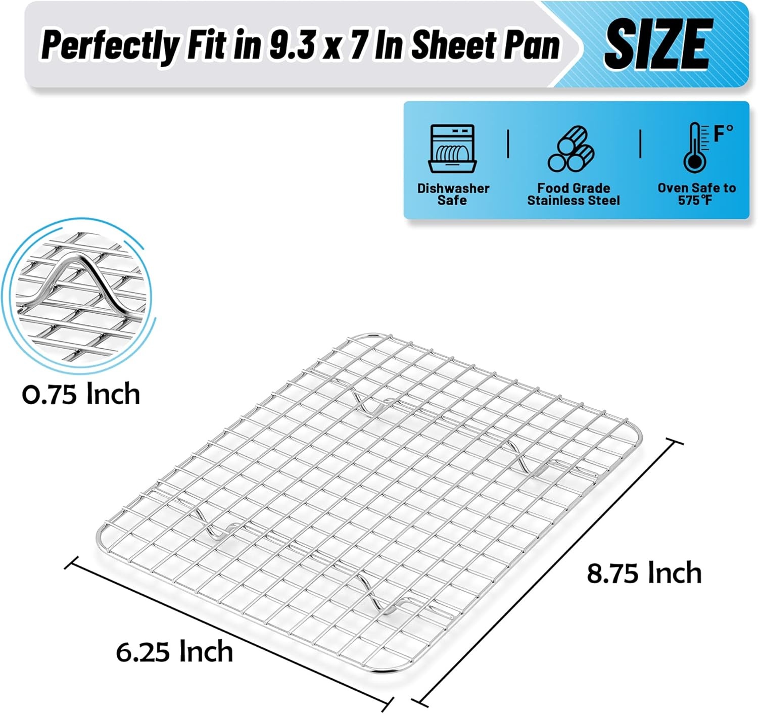 image:imageTeamFar Mini Cooling Rack Set of 2 Stainless Steel 875 x 625 Toaster Oven Grid Rack for Baking Roasting Broiling Grilling Bakeable Rack for Cookies NonToxic amp Heavy Duty Dishwasher Safe2