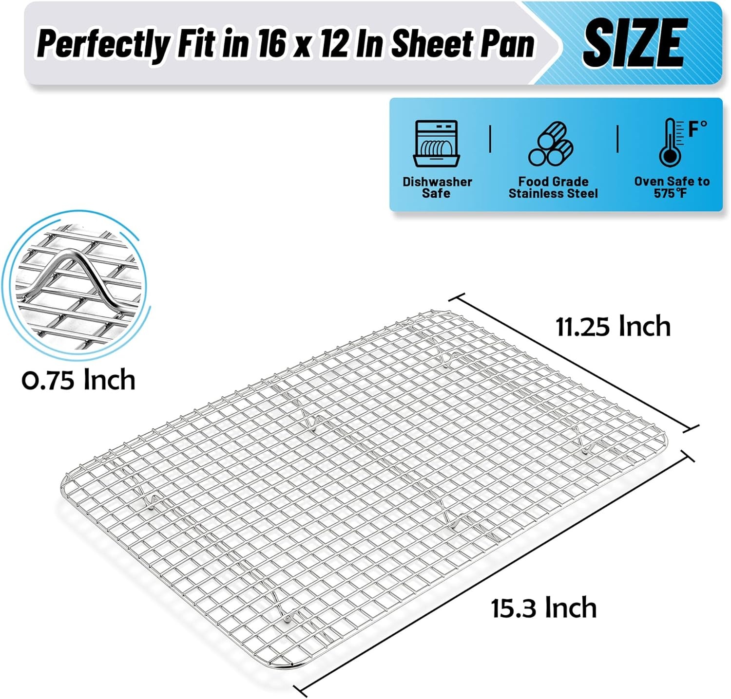 image:imageTeamFar Mini Cooling Rack Set of 2 Stainless Steel 875 x 625 Toaster Oven Grid Rack for Baking Roasting Broiling Grilling Bakeable Rack for Cookies NonToxic amp Heavy Duty Dishwasher Safe2