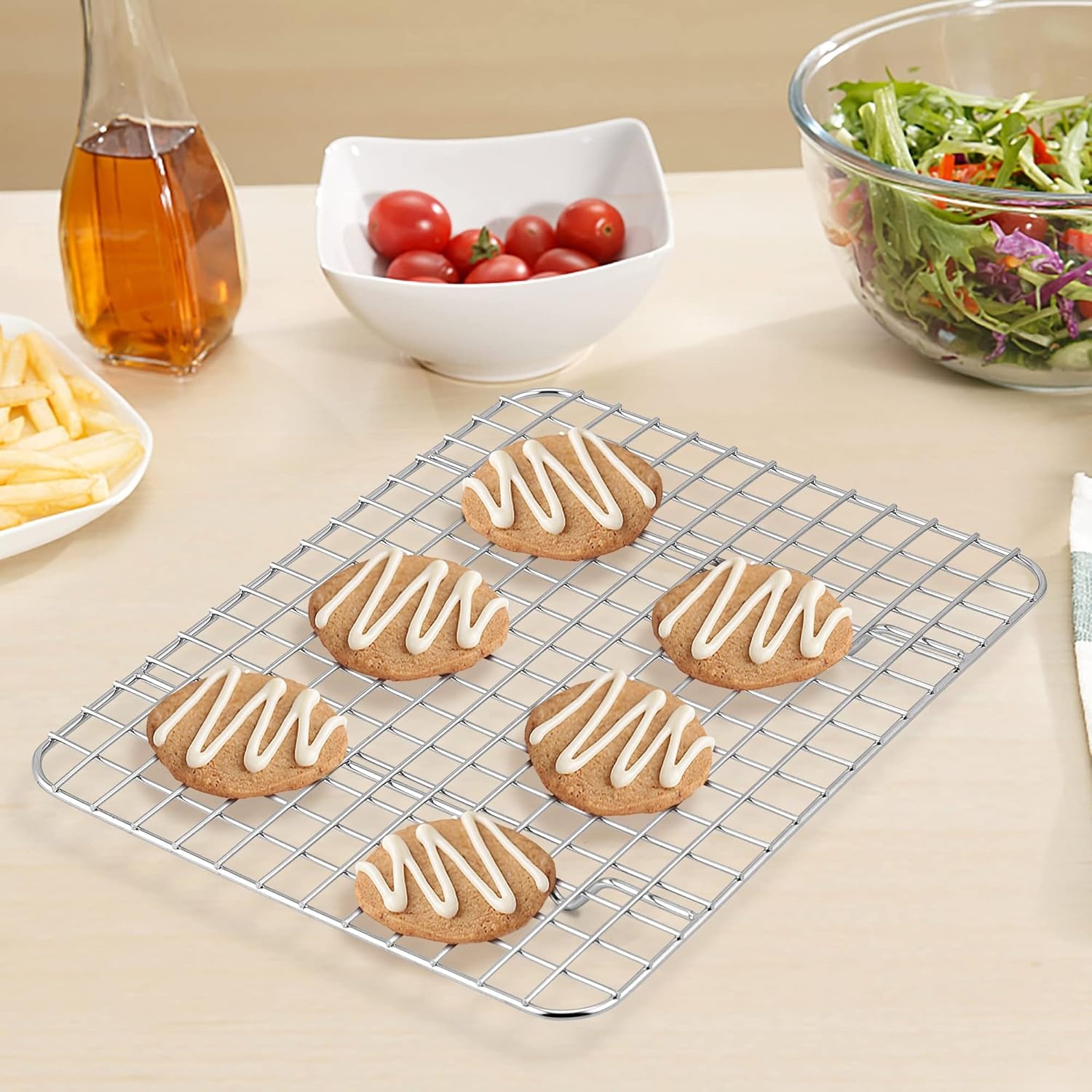 image:imageTeamFar Mini Cooling Rack Set of 2 Stainless Steel 875 x 625 Toaster Oven Grid Rack for Baking Roasting Broiling Grilling Bakeable Rack for Cookies NonToxic amp Heavy Duty Dishwasher Safe2