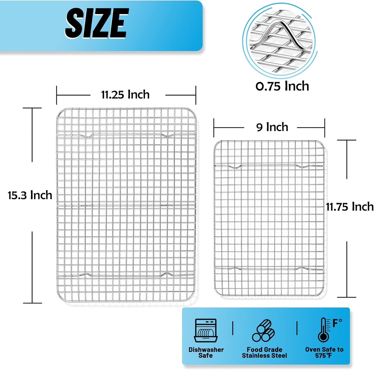image:imageTeamFar Mini Cooling Rack Set of 2 Stainless Steel 875 x 625 Toaster Oven Grid Rack for Baking Roasting Broiling Grilling Bakeable Rack for Cookies NonToxic amp Heavy Duty Dishwasher Safe2