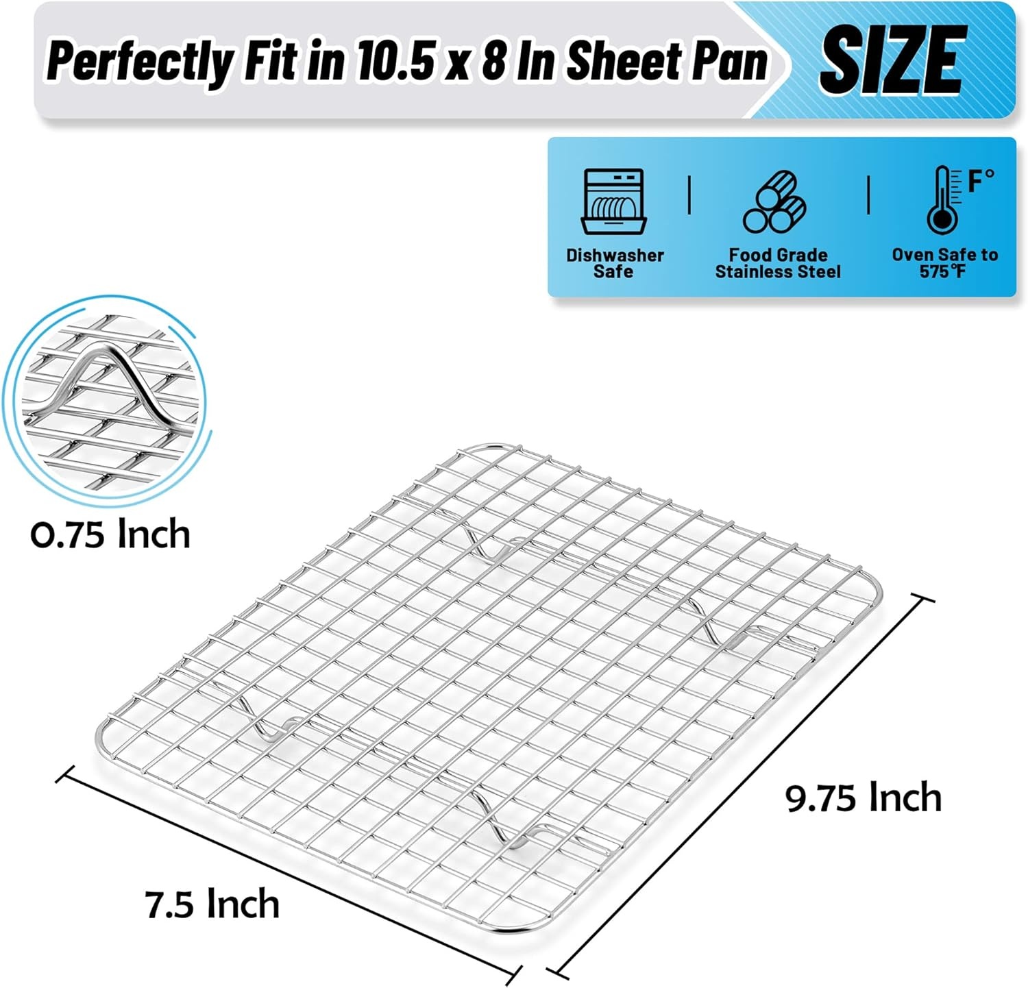 image:imageTeamFar Mini Cooling Rack Set of 2 Stainless Steel 875 x 625 Toaster Oven Grid Rack for Baking Roasting Broiling Grilling Bakeable Rack for Cookies NonToxic amp Heavy Duty Dishwasher Safe2